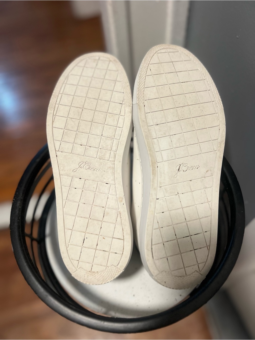 J. Crew White Leather Low-Top Sneakers with Gray Heel Tab size 7 women - Picture 10 of 12
